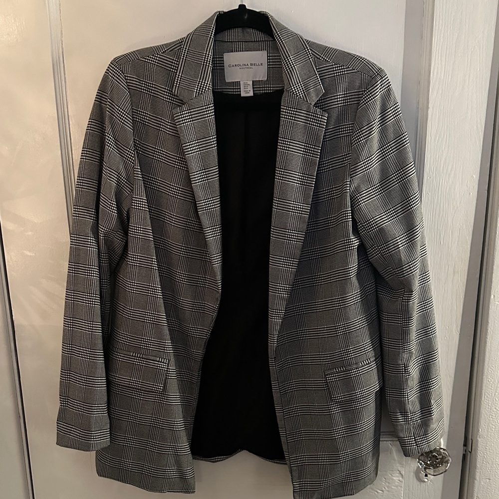 Carolina Belle Black and White Checkered Blazer